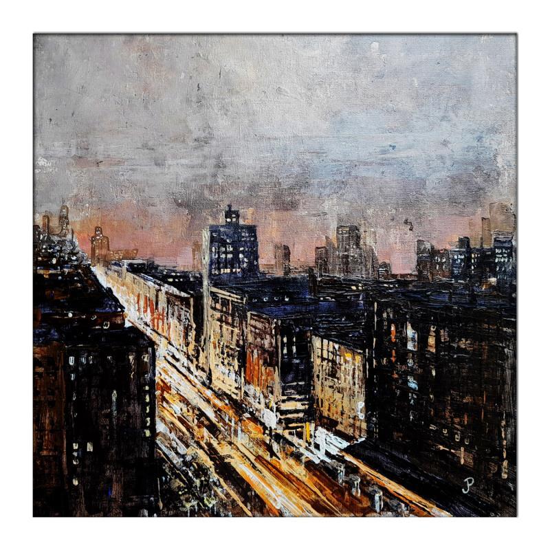 Painting Night lights by Poumès Jérôme | Painting Figurative Urban Acrylic
