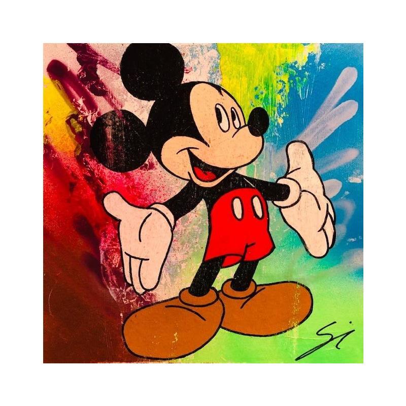 Gemälde mickey von Mestres Sergi | Gemälde Pop-Art Pop-Ikonen Graffiti Pappe