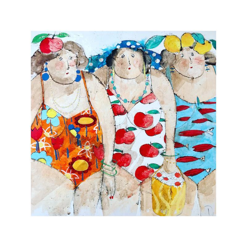 Pintura Les baigneuses por Colombo Cécile | Pintura Figurativo Retrato Acrílico Pastel