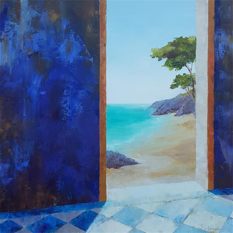 Painting Vue sur mer by Bessé Laurelle | Painting Figurative Landscapes Marine Life style Oil