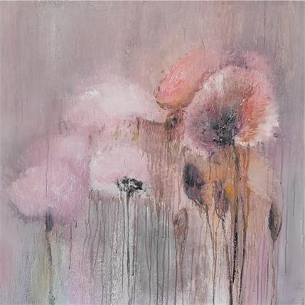 Peinture Légèreté de pétales par Rocco Sophie | Tableau Art Singulier Acrylique, Collage, Sable Natures mortes