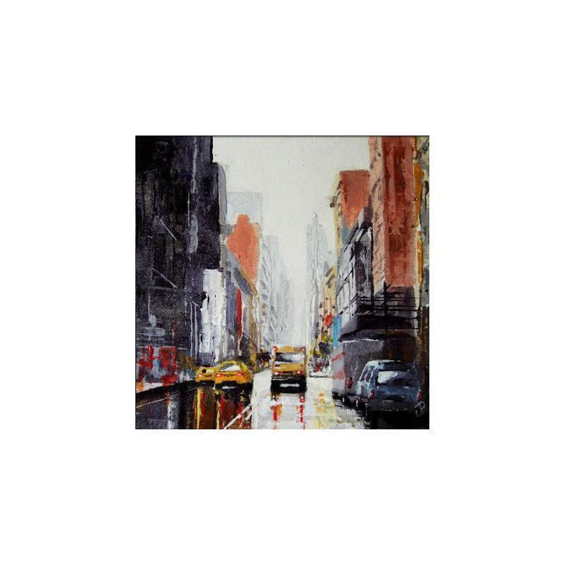 Painting Sous la pluie by Poumès Jérôme | Painting Figurative Urban Acrylic