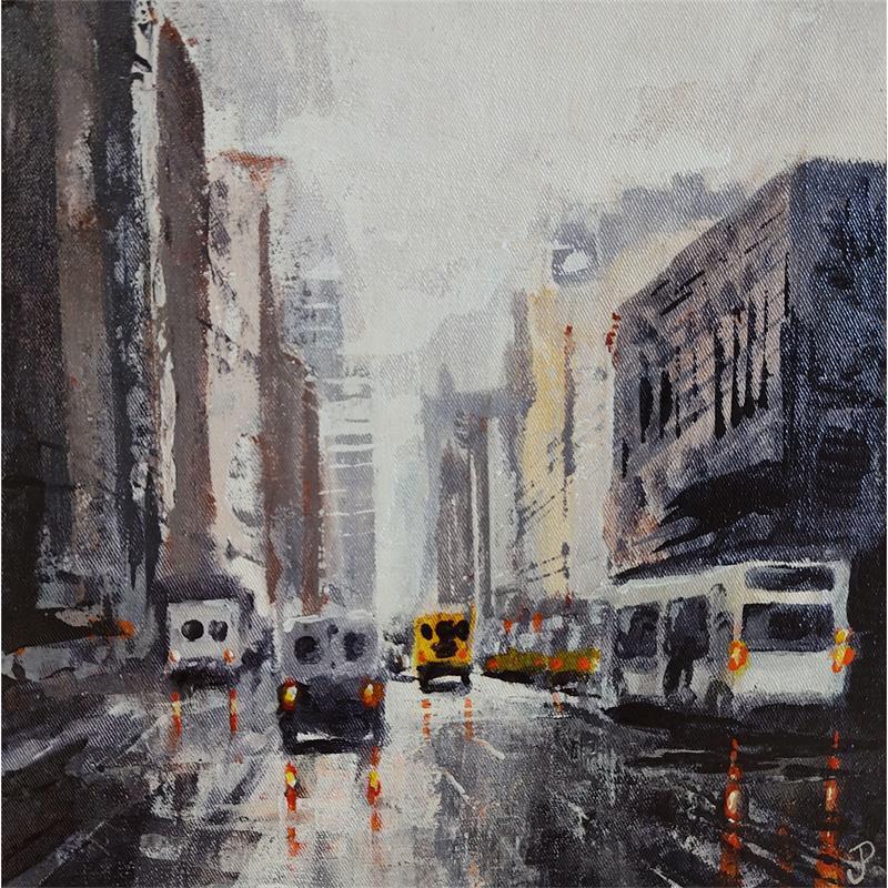 Gemälde Manhattan sous la pluie von Poumès Jérôme | Gemälde Figurativ Urban Acryl