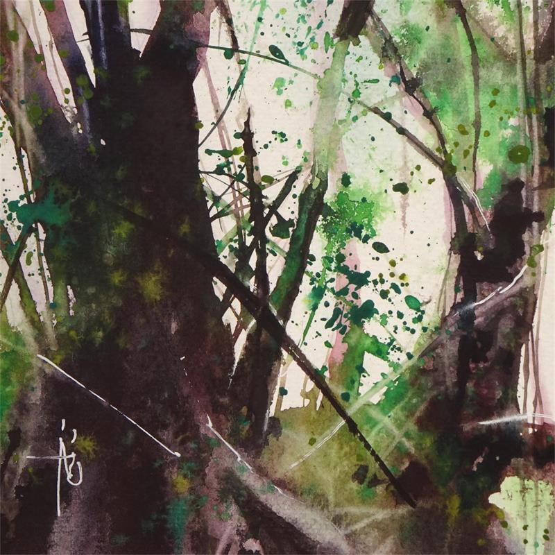 Painting Parmi les arbres by Abbatucci Violaine | Painting Figurative Landscapes Watercolor