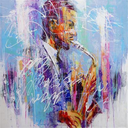 Painting Jazz Man by Silveira Saulo | Painting Figurative Acrylic