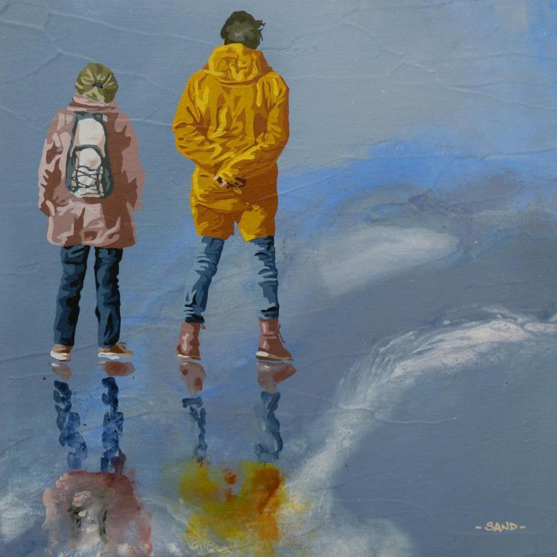 Peinture regarder venir l'orage par Sand | Tableau Figuratif Scènes de vie Acrylique