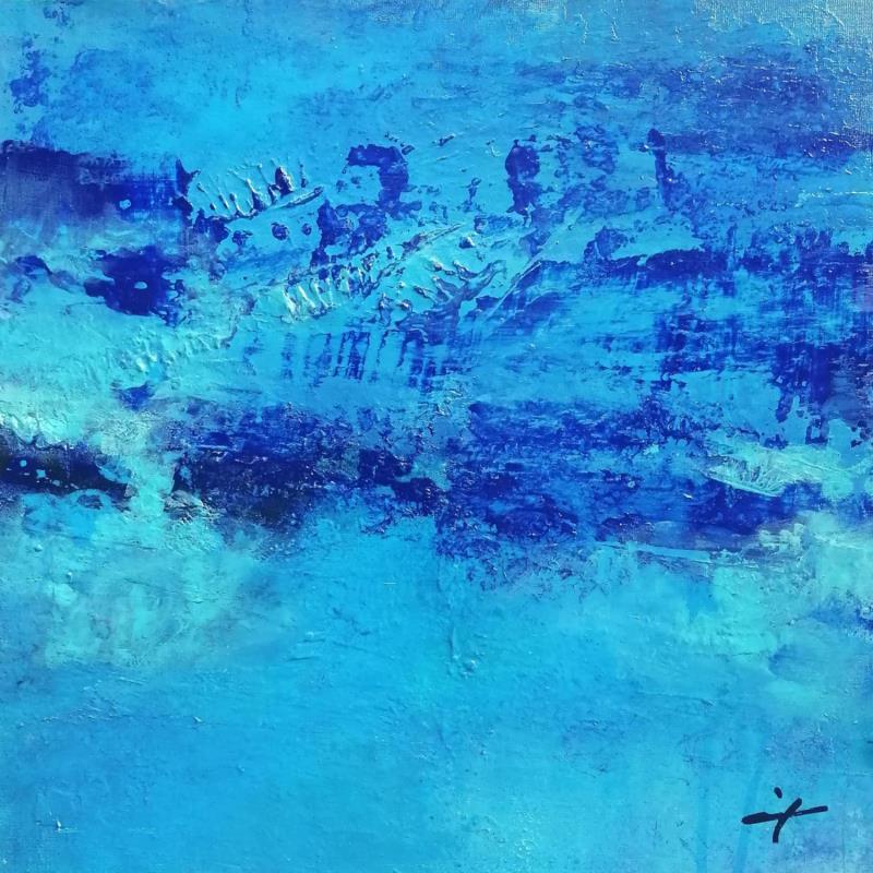Painting Dans ma bulle bleue by Teoli Chevieux Carine | Painting Abstract Minimalist Acrylic