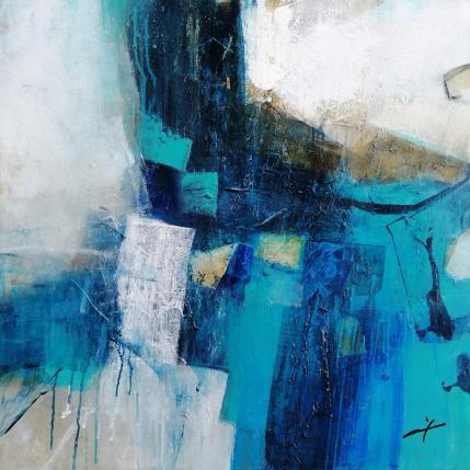 Painting Les bleus de l'Ame by Teoli Chevieux Carine | Painting Abstract Acrylic Minimalist