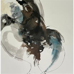 Peinture La balançoire par YO&CO | Tableau Figuratif Encre Minimaliste, Nu