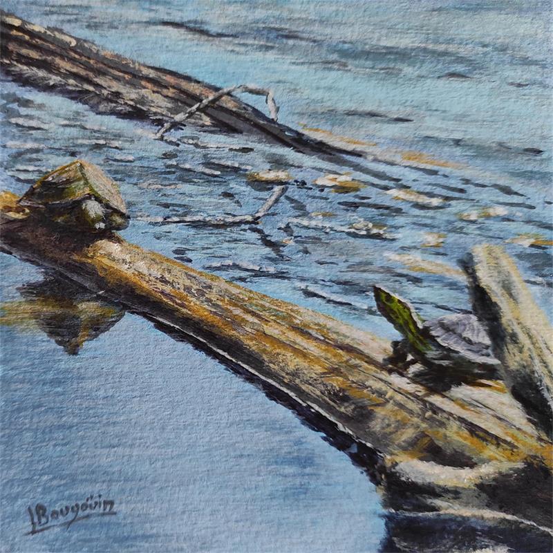 Painting EAUX DORMANTES by Bougouin Laurent | Painting Figurative Marine Animals Acrylic