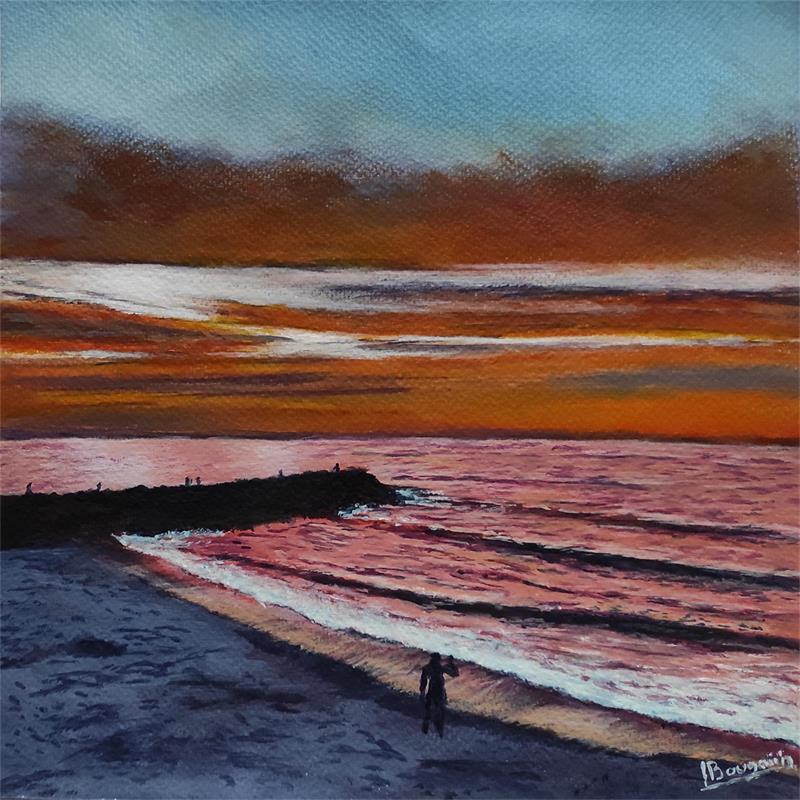 Painting MER ROSE by Bougouin Laurent | Painting Figurative Marine Acrylic