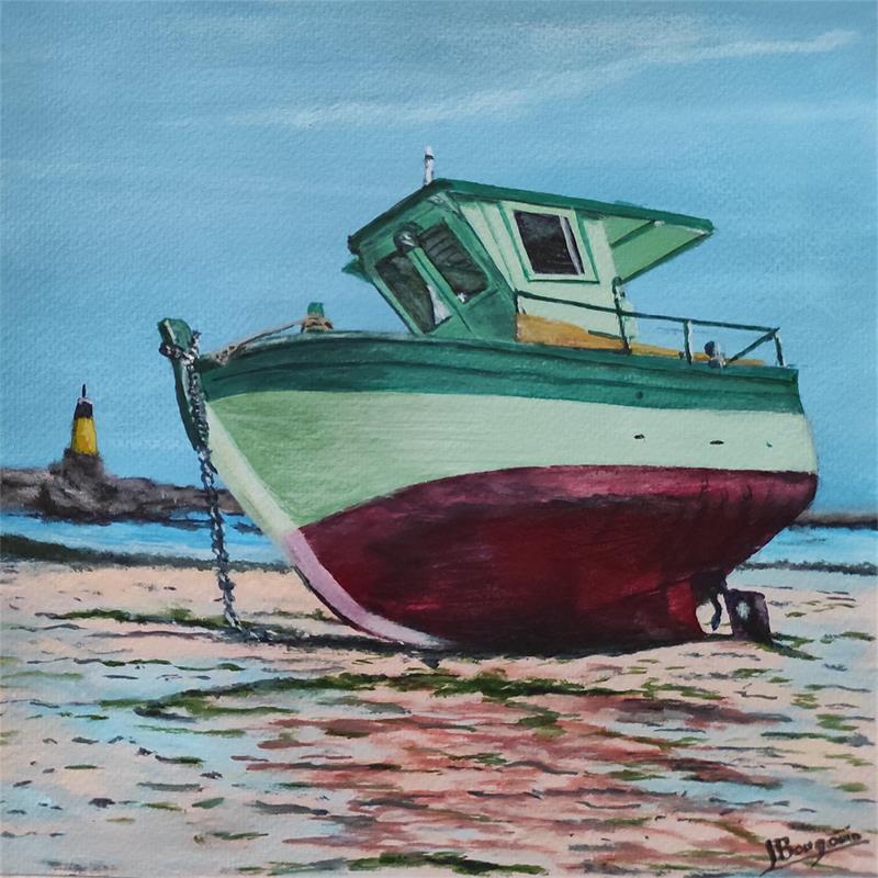 Painting BATEAU DE PECHEUR FATIGUE by Bougouin Laurent | Painting Figurative Marine Acrylic