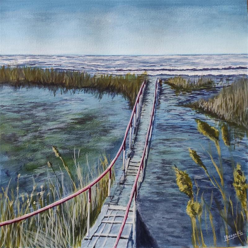 Gemälde PONT AU-DESSUS DU MARAIS  von Bougouin Laurent | Gemälde Figurativ Marine Acryl