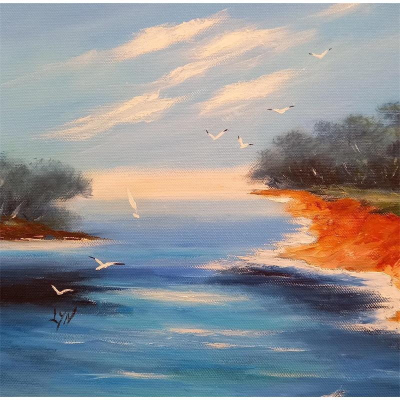 Painting Les roches rouges by Lyn | Painting Figurative Landscapes Marine Oil