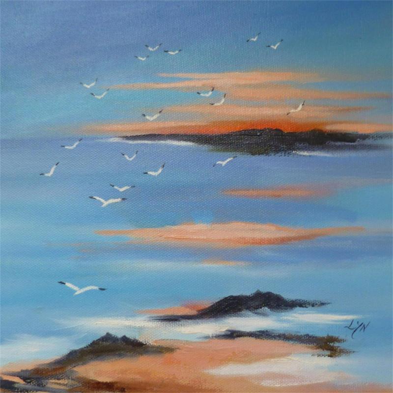 Peinture Soleil couchant par Lyn | Tableau Figuratif Paysages Marine Huile