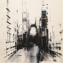 Painting Early Morning by Rey Julien | Painting Figurative Acrylic, Cardboard Urban