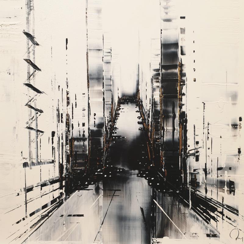 Painting Early Morning by Rey Julien | Painting Figurative Urban Cardboard Acrylic