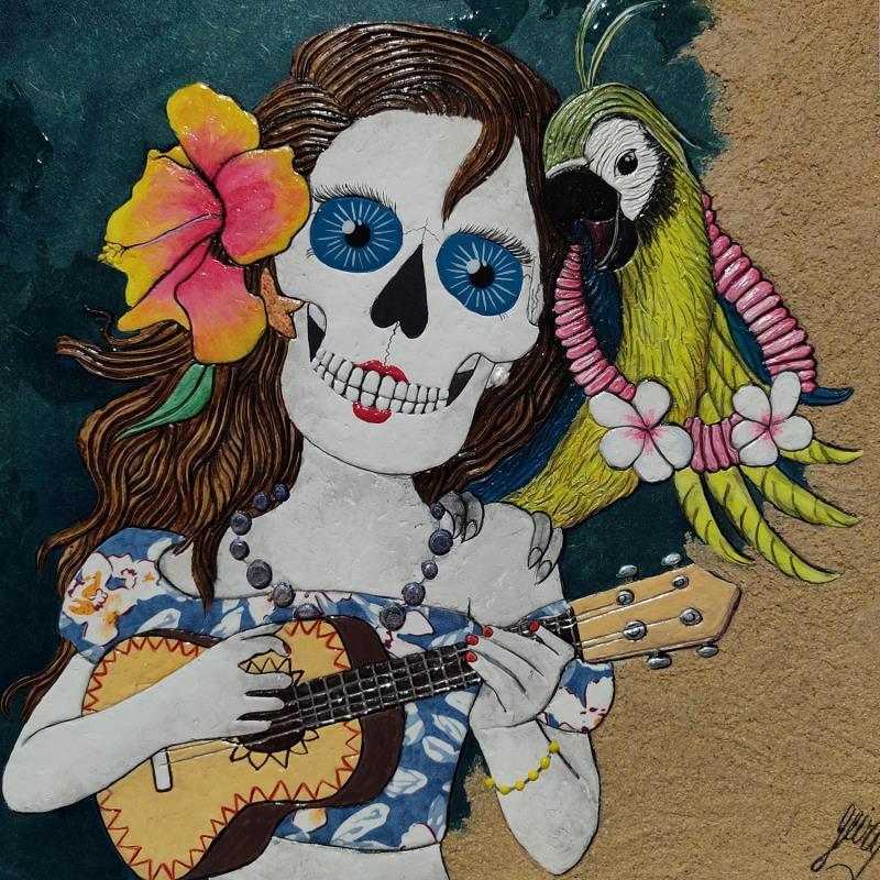 Painting PACIFIQUE POLYNESIENNE by Geiry | Painting Figurative Subject matter Portrait Wood