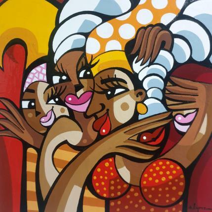 Painting La bande de copines by Lopez Alfredo | Painting Figurative Acrylic Life style