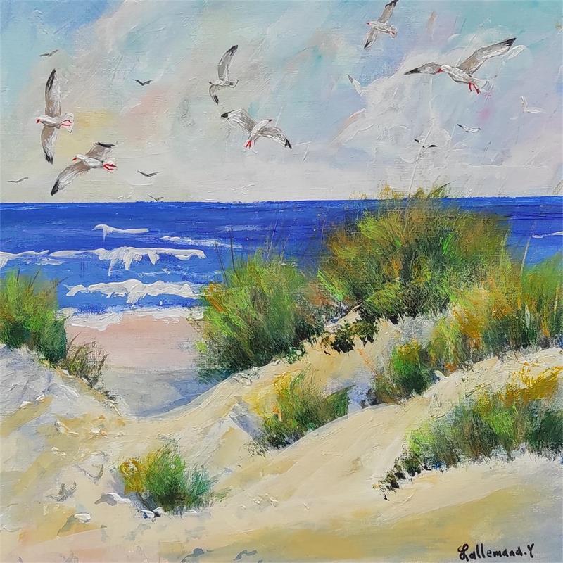 Peinture Dunes et mouettes 7 par Lallemand Yves | Tableau Figuratif Paysages Marine Acrylique