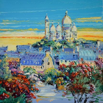 Peinture Terrasses de l'été Paris par Corbière Liisa | Tableau Figuratif Huile Paysages