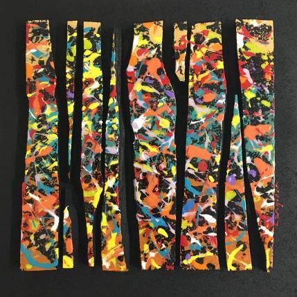 Painting BC8 Touche vert orange rouge by Langeron Luc | Painting Abstract Acrylic, Resin, Wood