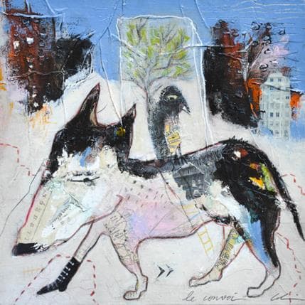 Peinture Le convoi par Colin Sylvie | Tableau Art Singulier Acrylique Animaux