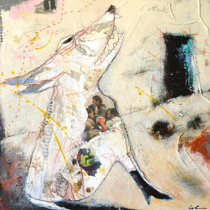 Peinture L'attente par Colin Sylvie | Tableau Art Singulier Acrylique Animaux