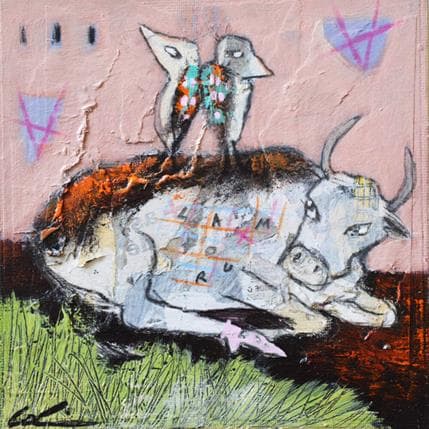 Painting Le rendez-vous by Colin Sylvie | Painting Raw art Acrylic Animals