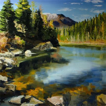 Gemälde Lac de forêt von Eugène Romain | Gemälde Figurativ Öl Landschaften