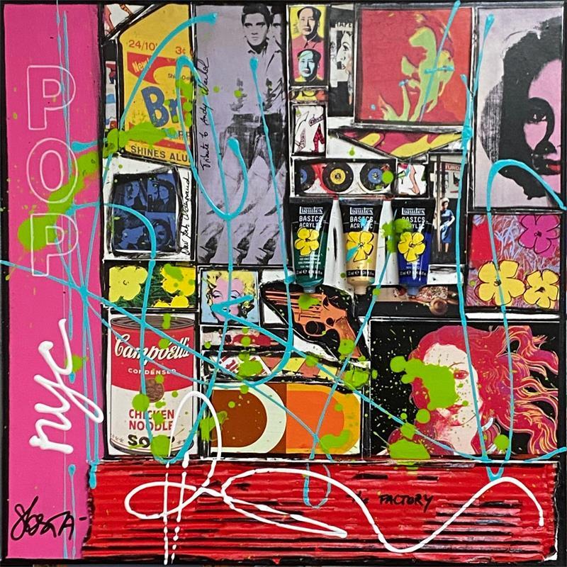 Peinture Pop NYC par Costa Sophie | Tableau Pop-art Icones Pop Acrylique Collage Posca Upcycling