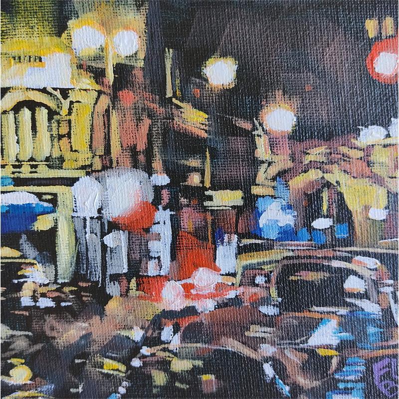 Painting Boulevard de nuit by Le Boulicaut Franck | Painting Figurative Urban Oil