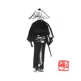 Painting walking samurai by Péchane | Painting Figurative Ink, Watercolor Life style