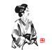 Painting waiting geisha by Péchane | Painting Figurative Portrait Watercolor Ink