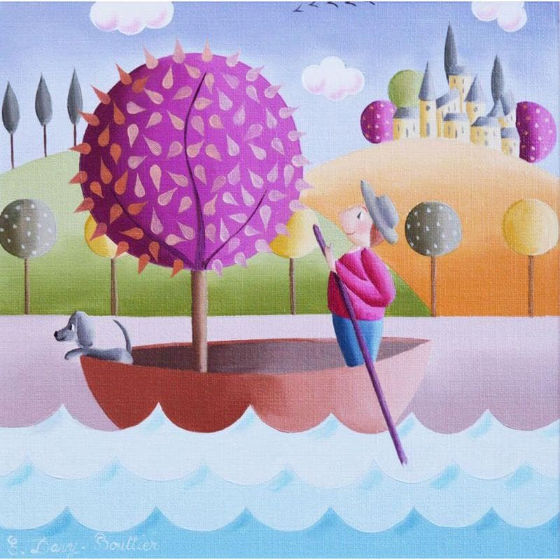 Gemälde Ballades dans les marais von Davy Bouttier Elisabeth | Gemälde Naive Kunst Alltagsszenen Öl