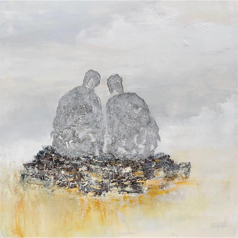 Peinture Au cœur de la vie par Escolier Odile | Tableau Figuratif Minimaliste Acrylique Sable