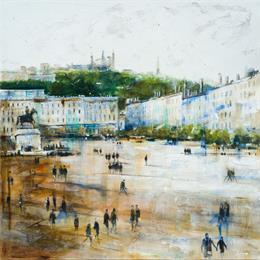 Peinture La Bellecour par Solveiga | Tableau Figuratif Acrylique Urbain