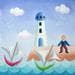 Painting le ptit phare by Davy Bouttier Elisabeth | Painting Naive art Life style Oil