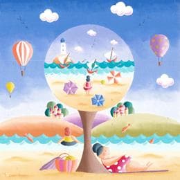 Peinture Arbre d'été par Davy Bouttier Elisabeth | Tableau Art naïf Huile Scènes de vie