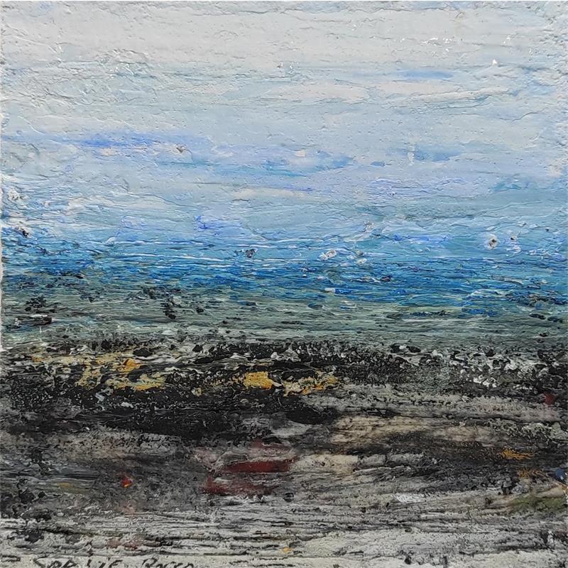 Peinture Après l'orage par Rocco Sophie | Tableau Art Singulier Marine Carton Acrylique Collage Sable