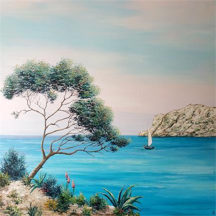 Peinture Douce journée dans les calanques par Blandin Magali | Tableau Figuratif Huile Marine, Paysages