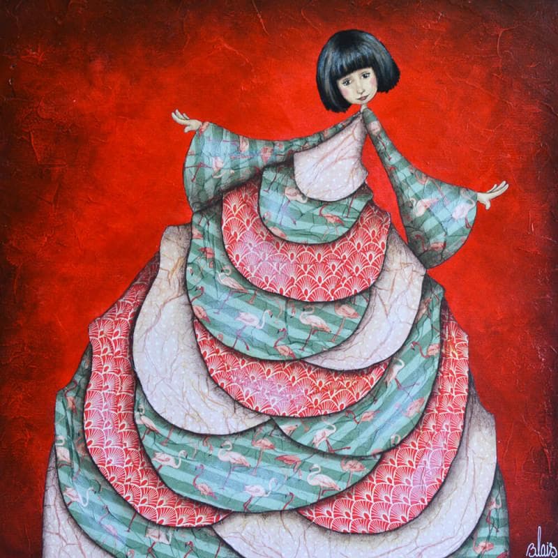 Pintura Barbara por Blais Delphine | Pintura Arte naïf Life style Acrílico