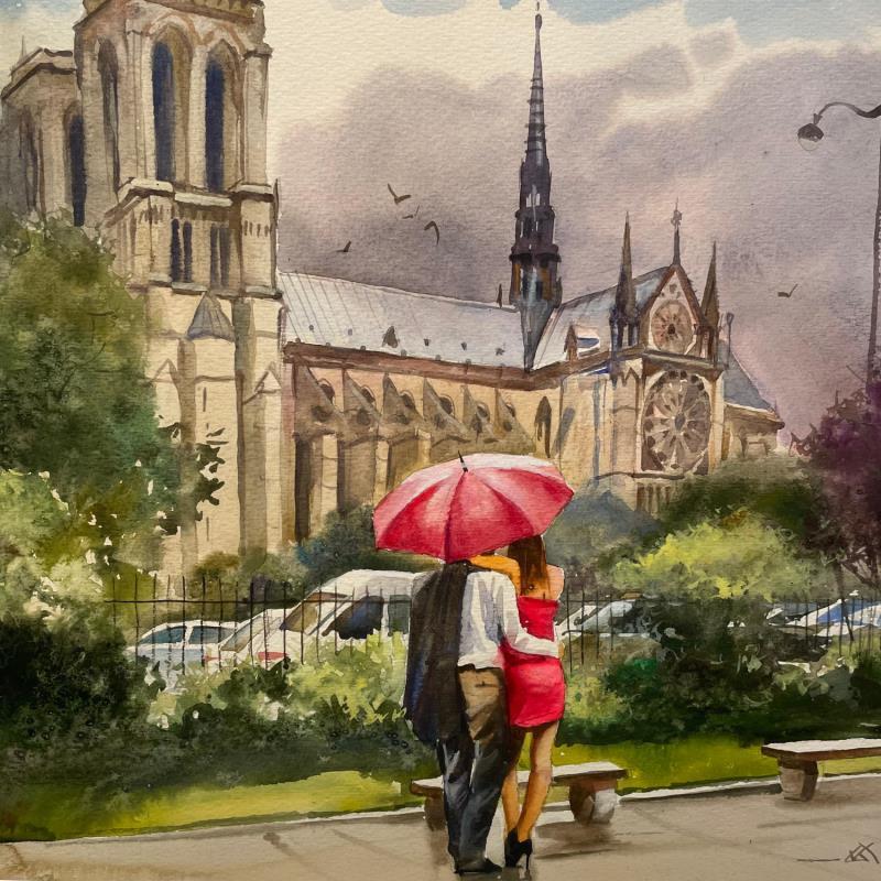 Pintura Paris A20 por Khodakivskyi Vasily | Pintura Figurativo Urbano Acuarela