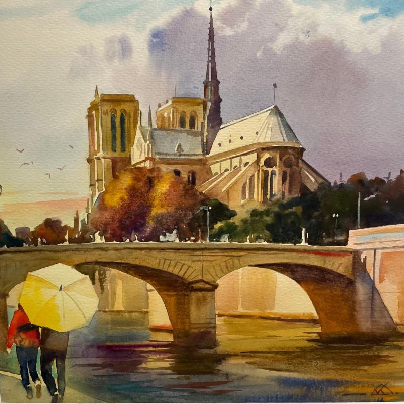 Pintura Paris A23 por Khodakivskyi Vasily | Pintura Figurativo Urbano Acuarela
