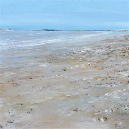 Painting Plage et galets by Fièvre Véronique | Painting Figurative Acrylic Landscapes, Marine