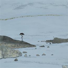 Painting La Bordure by Lemonnier  | Painting Subject matter Acrylic, Upcycling, Zinc Landscapes, Minimalist