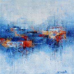 Peinture Orange City Lights par Coupette Steffi | Tableau Abstrait Acrylique, Carton Urbain