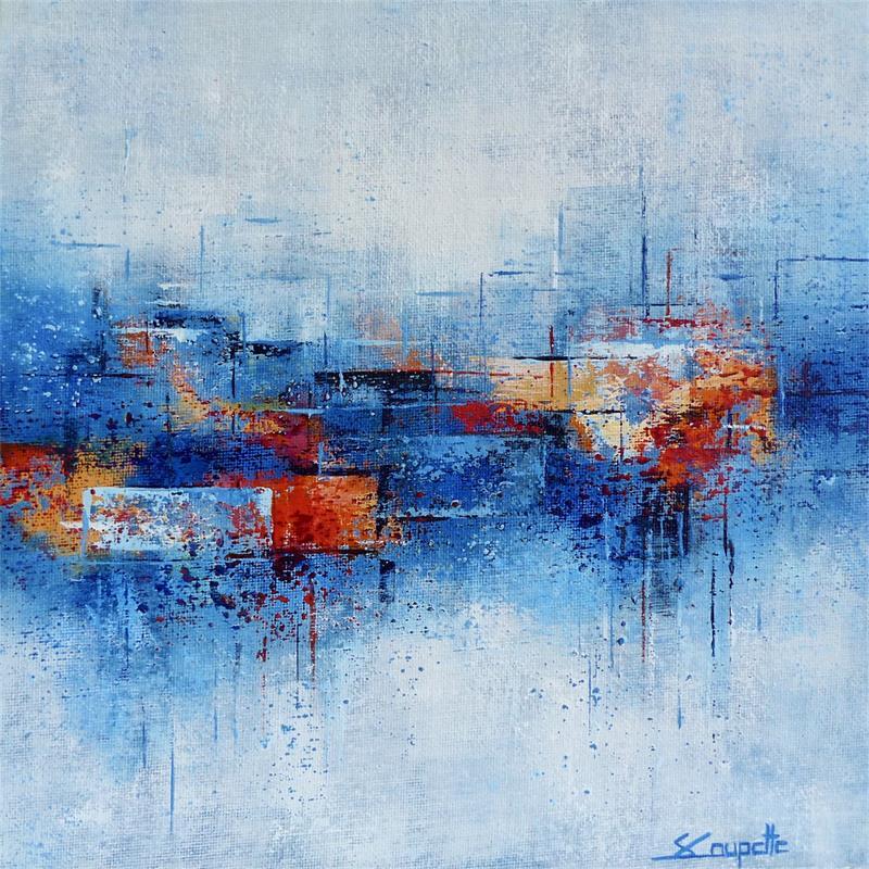 Peinture Orange City Lights par Coupette Steffi | Tableau Abstrait Urbain Carton Acrylique