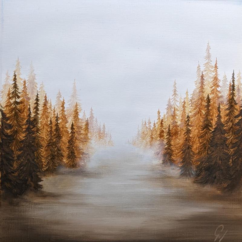 Gemälde Chemin d'automne von Pressac Clémence | Gemälde Figurativ Landschaften Öl