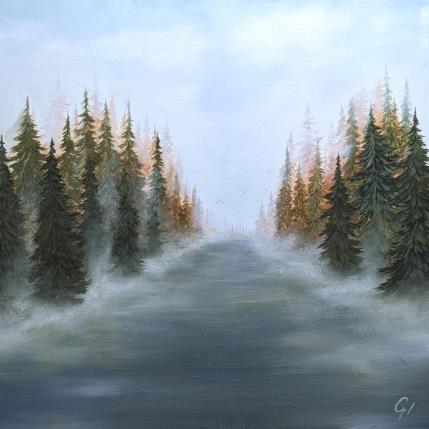 Peinture Automne sur la route par Pressac Clémence | Tableau Figuratif Huile Paysages